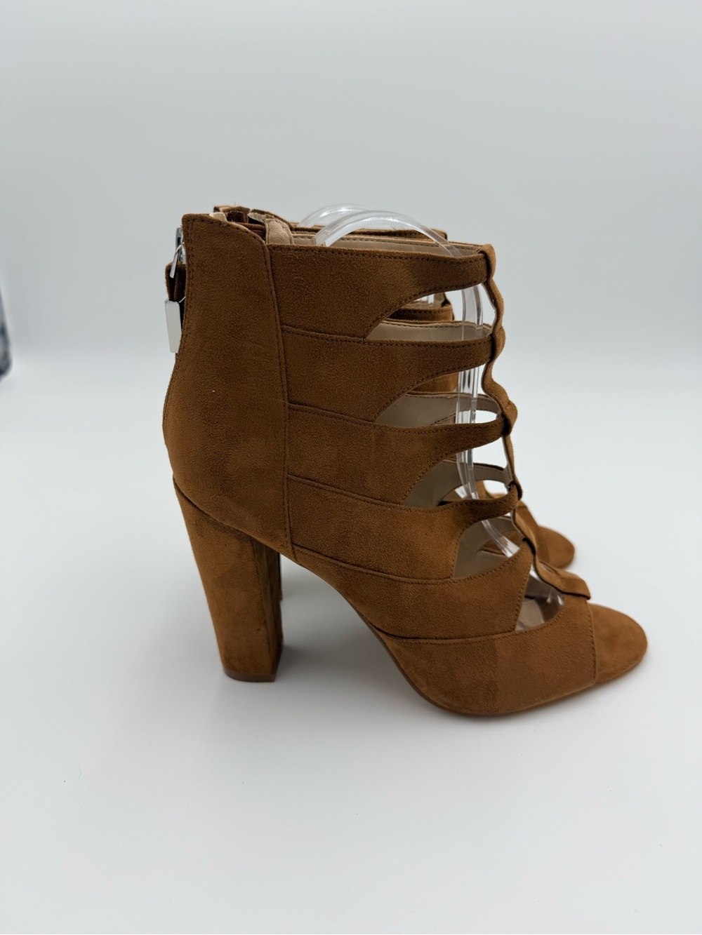 Marc Fisher Suede Strappy Block Heel Sandal - Brown